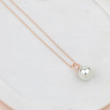 SHORT | Rose Gold Single Drop Pearl Necklace