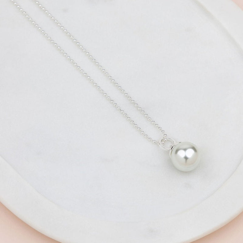 SHORT | Silver Single Drop Pearl Necklace