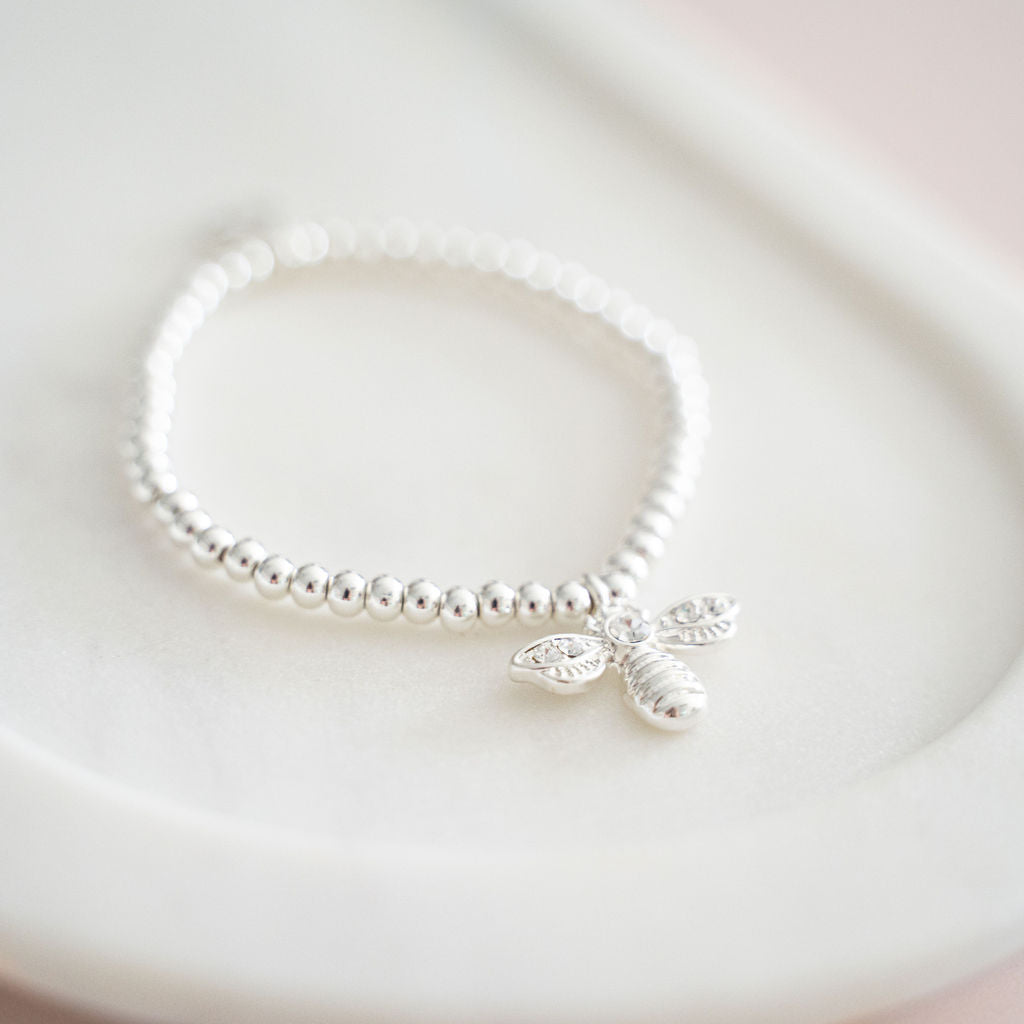 Silver Bead Bee Bracelet