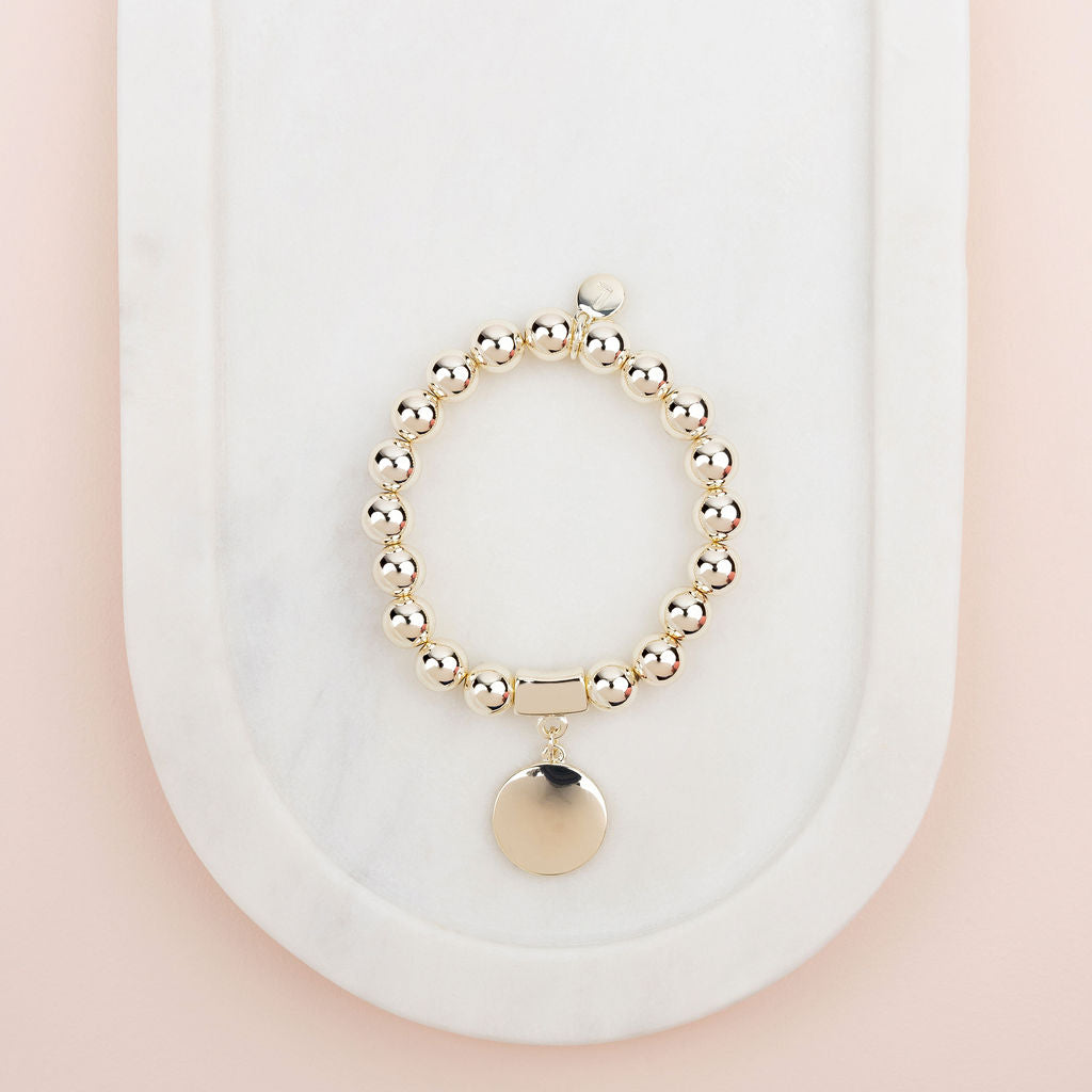 Light Gold Solid Disc Bracelet