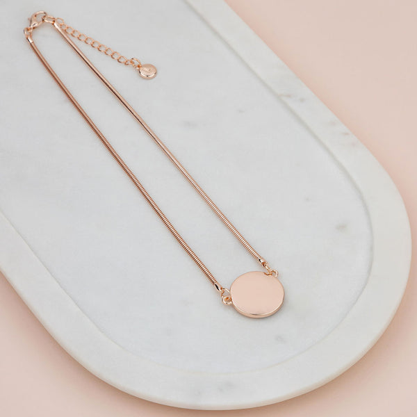 SHORT | Rose Gold Solid Disc Necklace