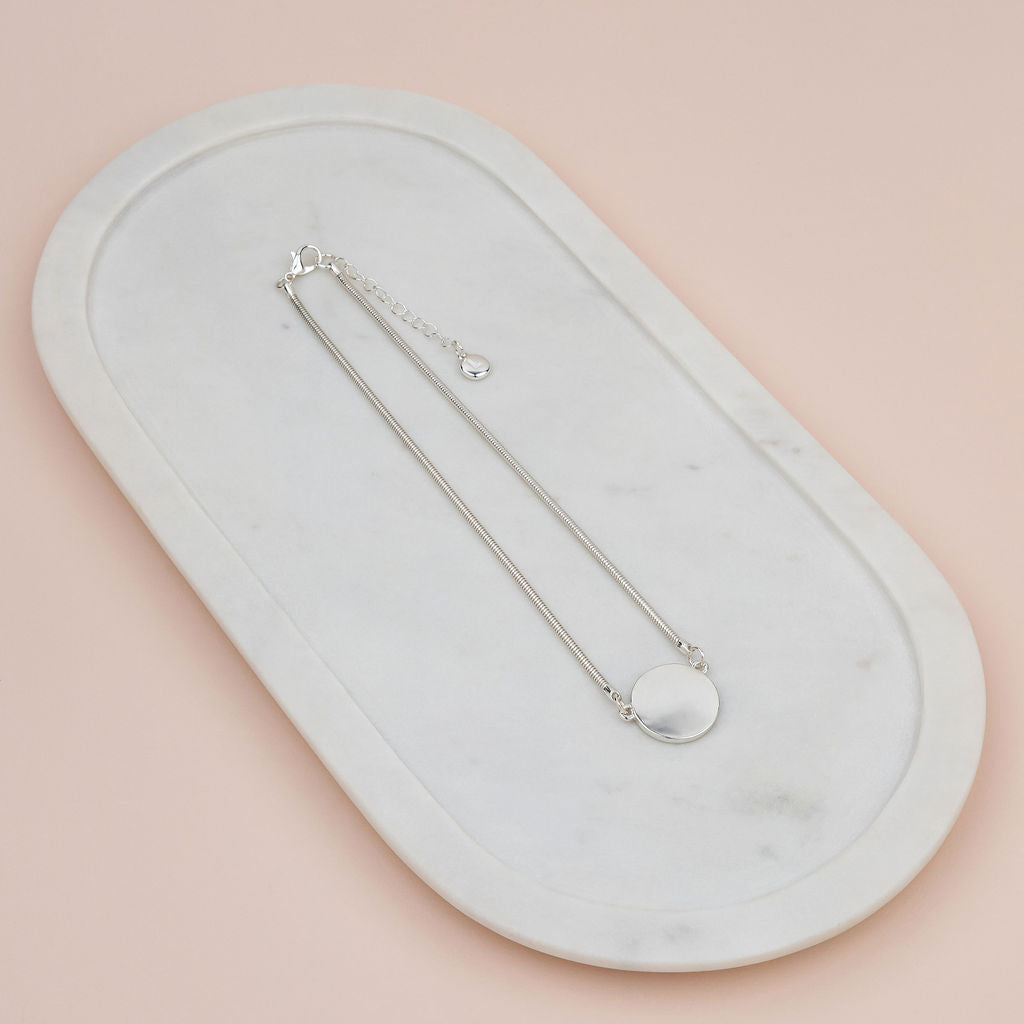 SHORT | Silver Solid Disc Necklace