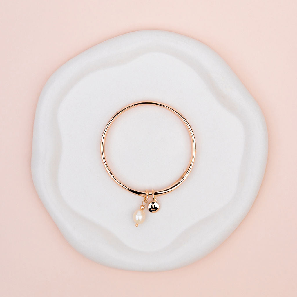 Rose Gold Twisted with Pearl Bangle