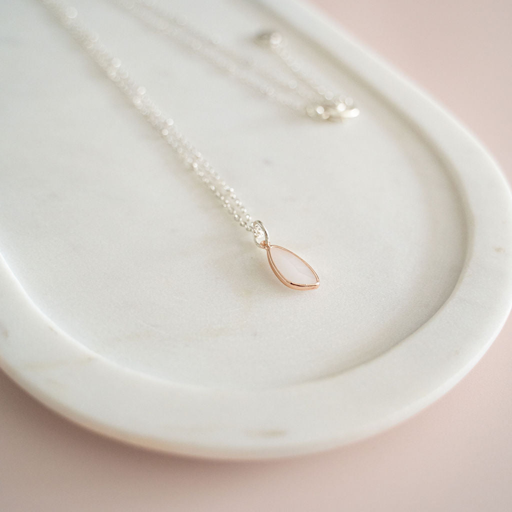 Long Silver & Rose Gold Charm Necklace