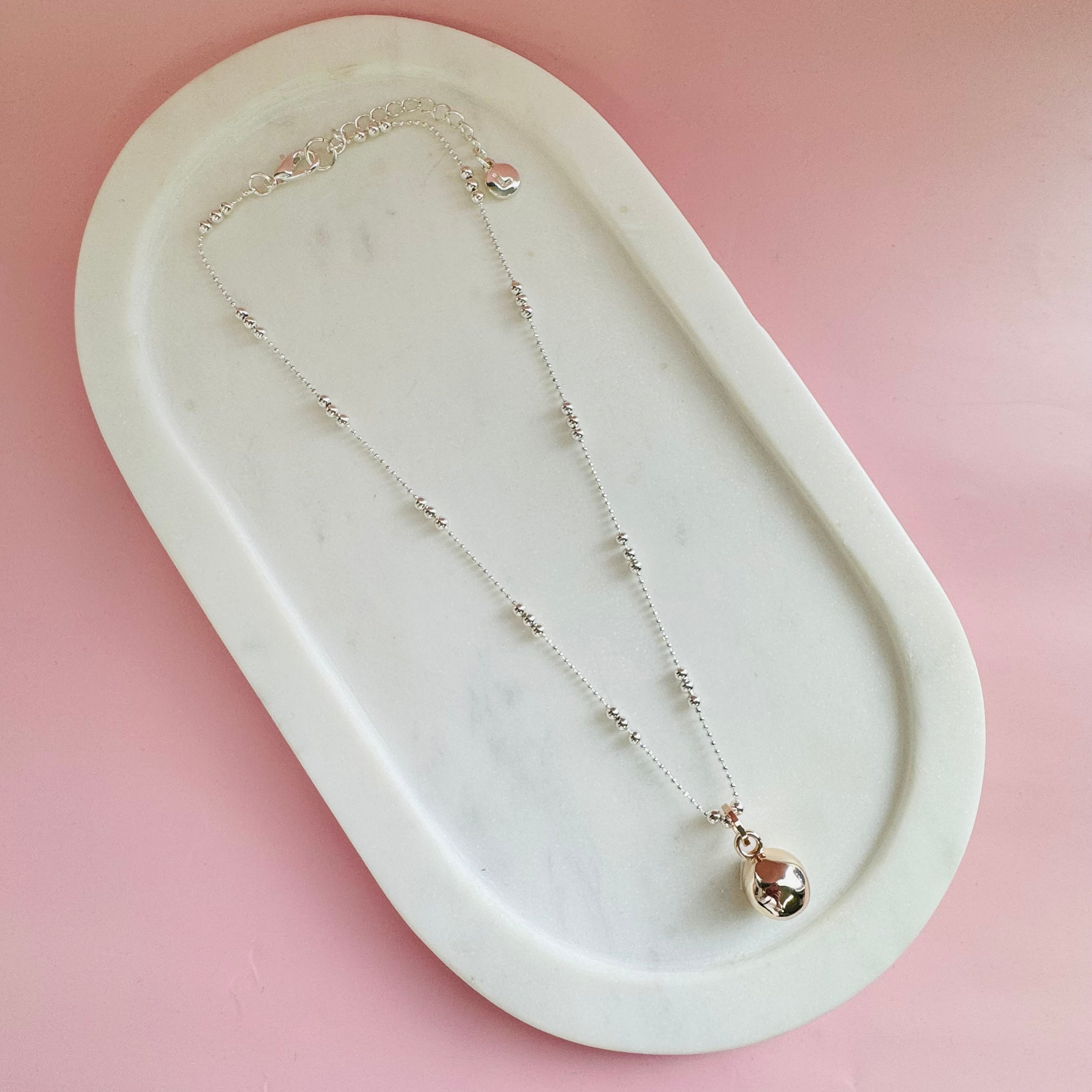 SHORT | Silver with Rose Gold Single Ball Necklace