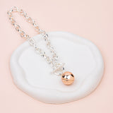 SHORT | Silver & Rose Gold Ball with Toggle Necklace