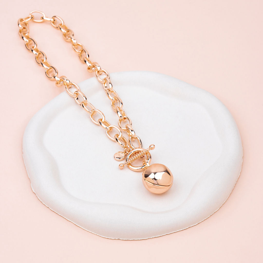 SHORT | Rose Gold Ball with Toggle Necklace