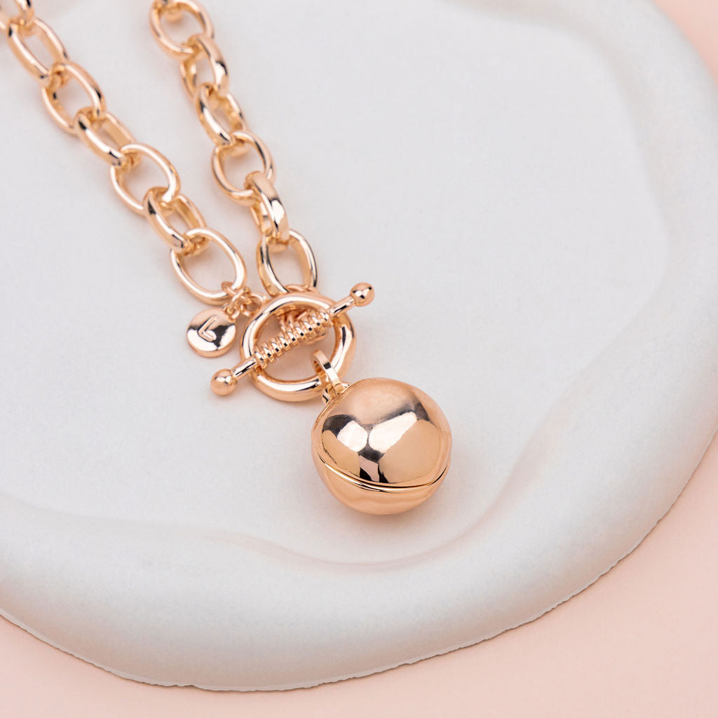 SHORT | Rose Gold Ball with Toggle Necklace