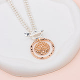 SHORT| LONG | Rose Gold & Silver Circle & Flower Pendant Necklace