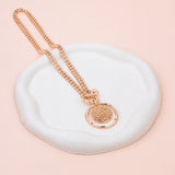 SHORT| LONG | Rose Gold Circle & Flower Pendant Necklace