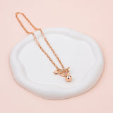 SHORT | Rose Gold Fob with Ball Pendant Necklace