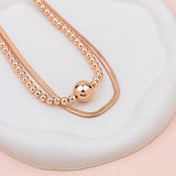 SHORT | Rose Gold 2 Layer Snake & Ball Necklace