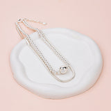 SHORT | Silver 2 Layer Snake & Ball Necklace