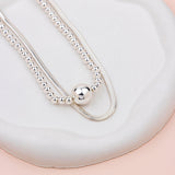 SHORT | Silver 2 Layer Snake & Ball Necklace