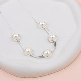 SHORT | Silver Wide Snake Chain with Pearls Necklace