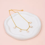 SHORT | Yellow Gold Fine Chain with 5 Pearl Necklace