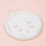 SHORT | Silver Fine Chain with 5 Pearl Necklace