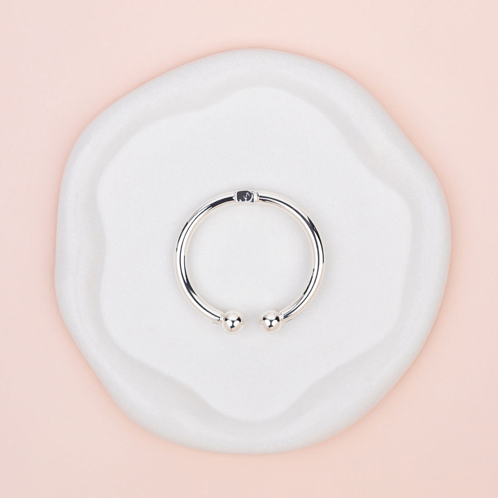 Silver Plated with Metal Ends Bangle