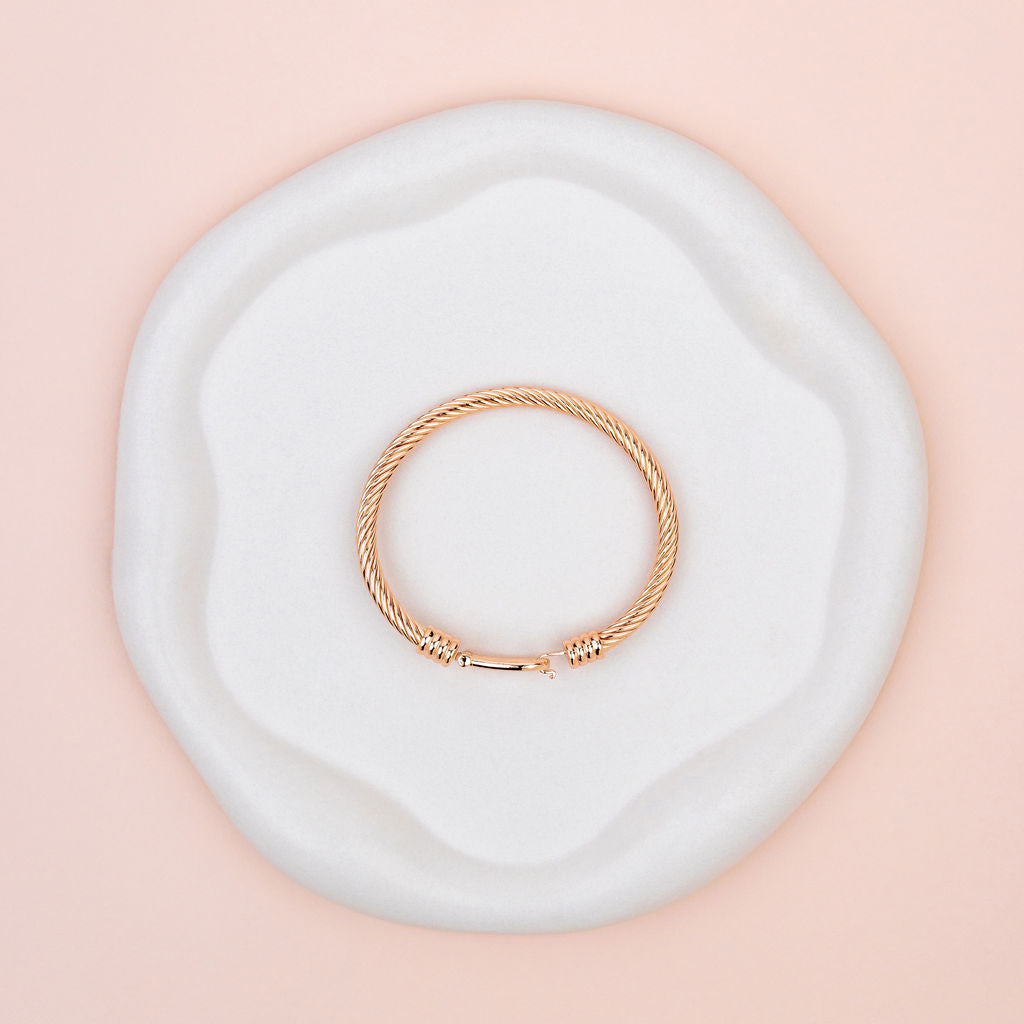Rope Look Rose Gold Plated Buckle Bangle