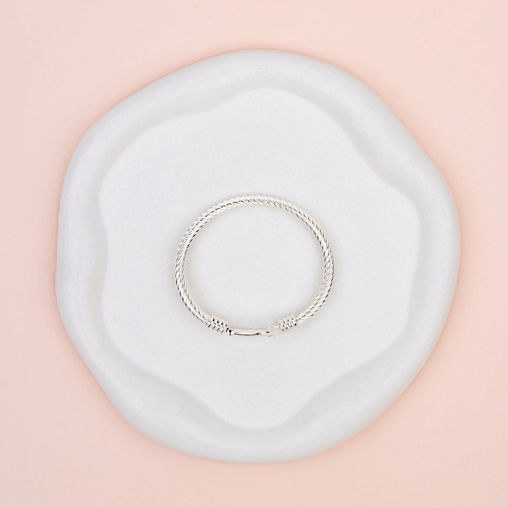 Rope Look Silver Plated Buckle Bangle