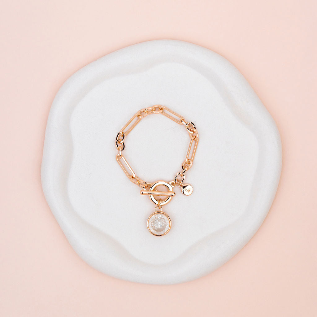 Rose Gold Lots of Crystal Pendant Bracelet