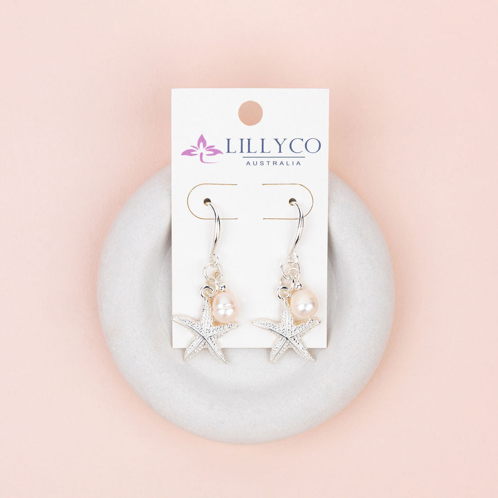 Silver Starfish Charm Earring