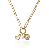 SHORT | Gold Heart Pearl Charm Necklace