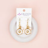 Gold Heart Pearl Charm Earring