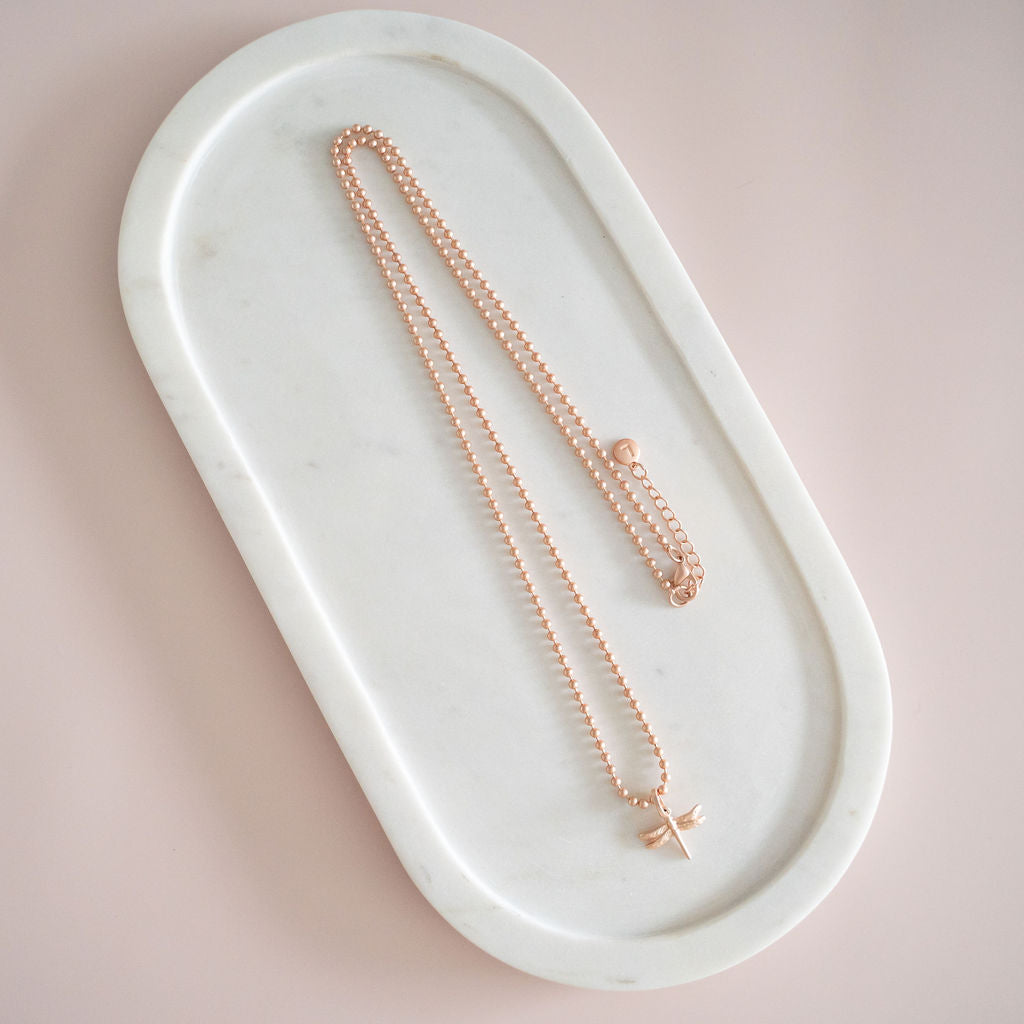 Small Rose Gold Dragonfly Necklace