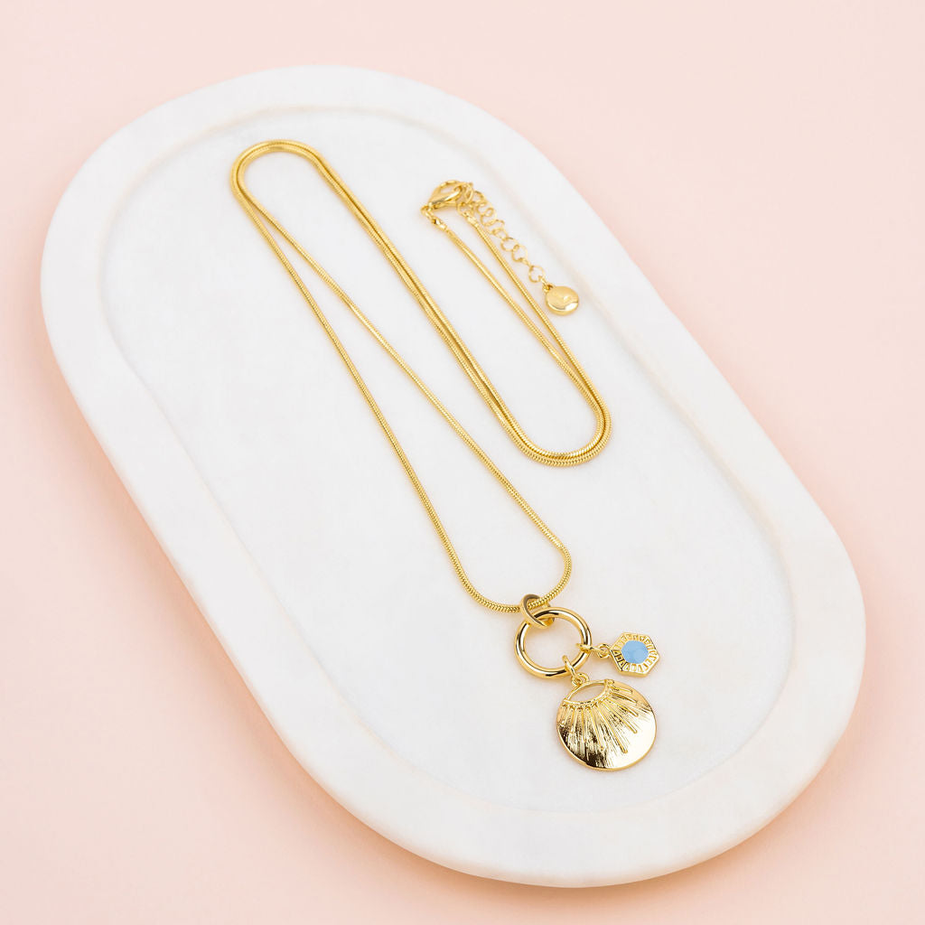 Yellow Gold Pendant with Lilac Pendant Long Necklace