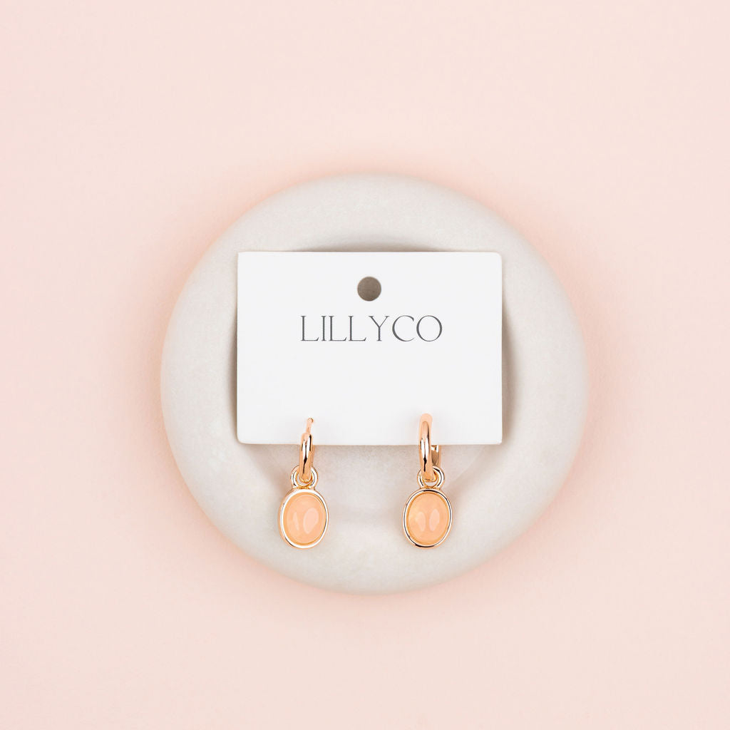 Yellow Gold & Rose Quartz Earrings