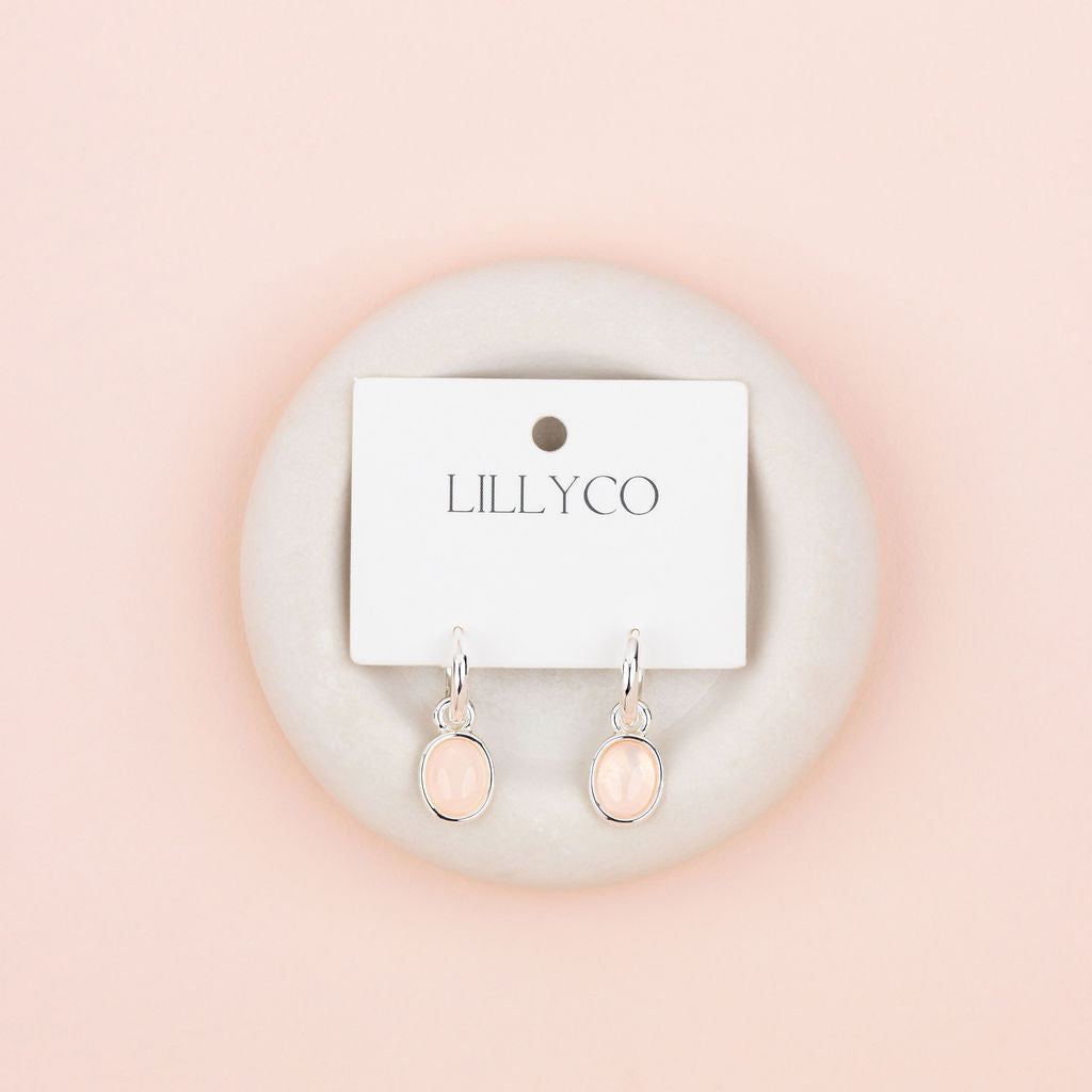 Silver & Rose Quartz Earrings