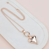 Rose Gold Ball Chain with Heart Necklace