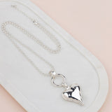 Silver Ball Chain with Heart Necklace