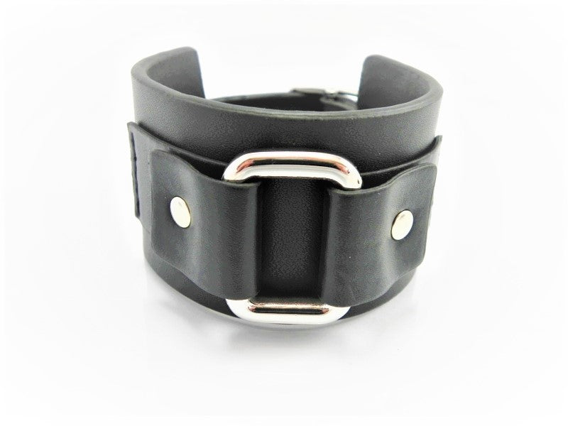 ManCo | Stainless Steel & Black Leather Buckle Bracelet