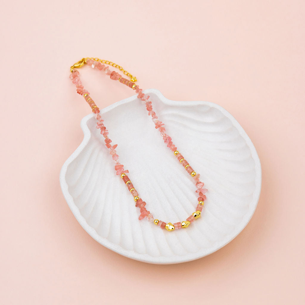Strawberry Quartz 14K Gold Necklace