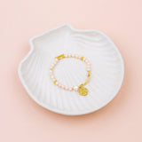 Starfish Pendant 14K Gold on Pearl Chain Bracelet