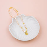Starfish Pendant 14K Gold on Pearl Chain Short Necklace