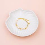 Heart Pendant 14K Gold on Pearl Chain Bracelet