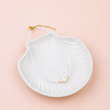 SHORT | White Fine Beads with Fresh Water Pearl Necklace