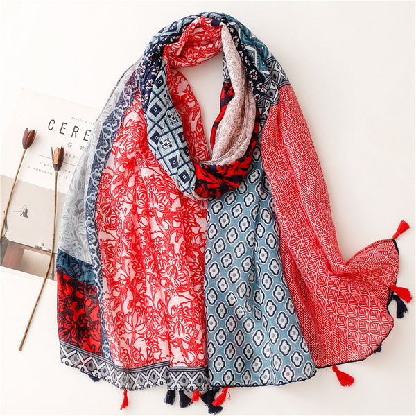 Bright Red & Blue Scarf