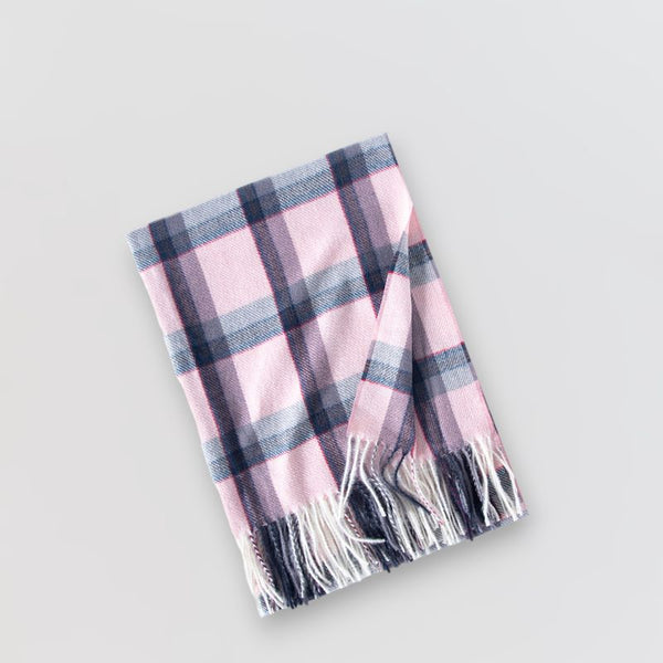Ladies Pink and Grey Check Scarf