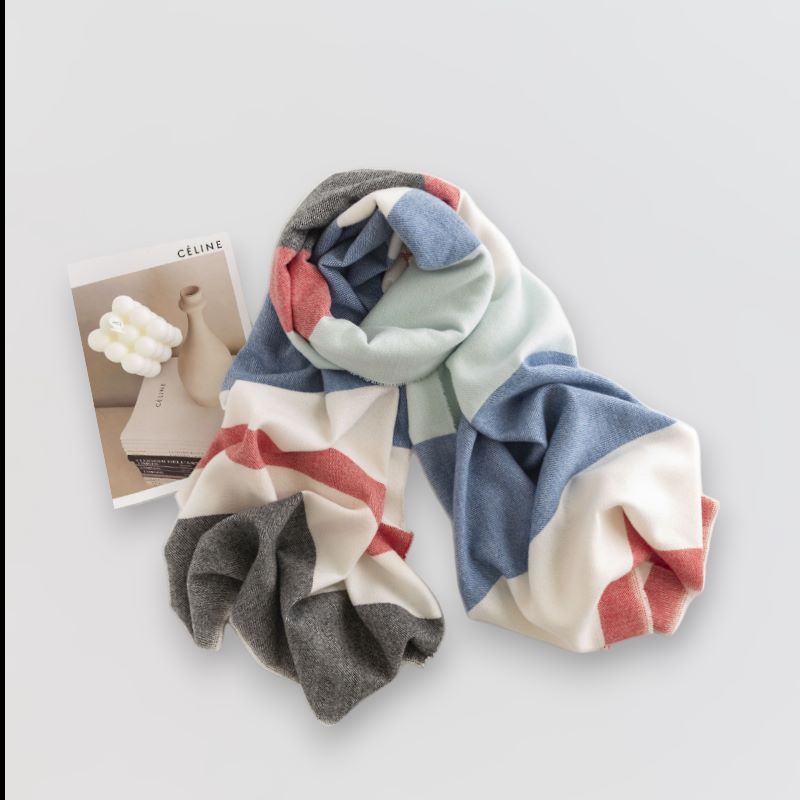 Ladies Blue, Red & White Stripe Scarf