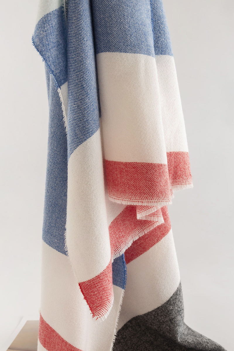 Ladies Blue, Red & White Stripe Scarf