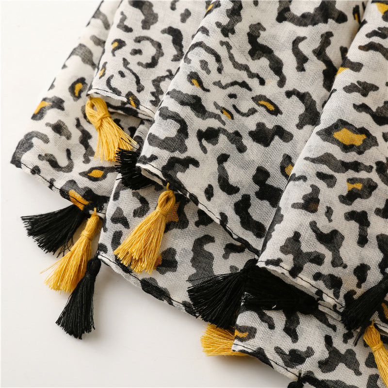 Ladies Black & Yellow Animal Print Scarf