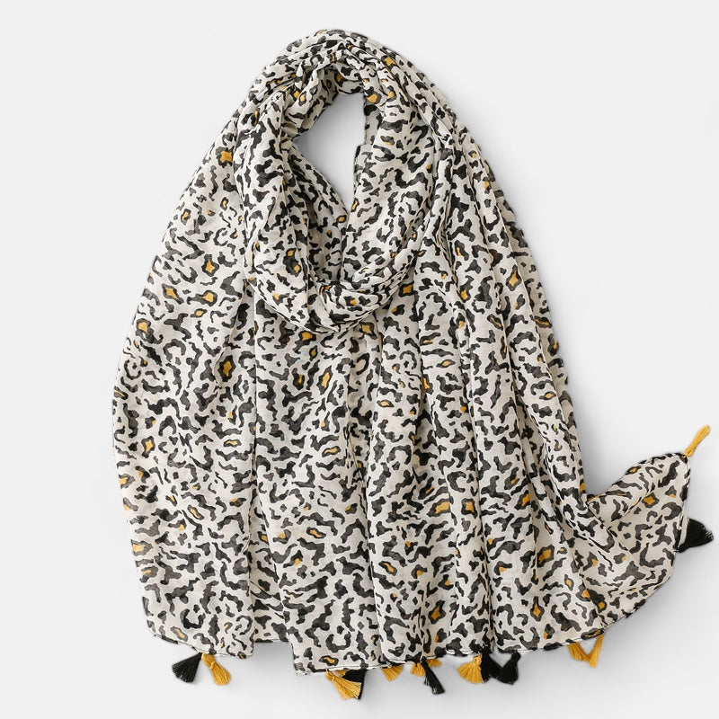 Ladies Black & Yellow Animal Print Scarf