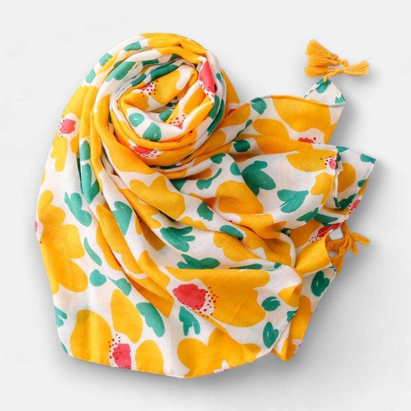 Ladies Bright Yellow Flower Scarf