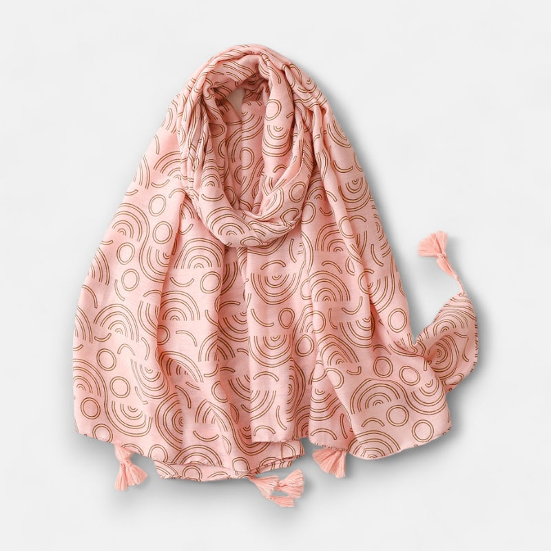 Ladies Brown & Pink Shape Print Scarf