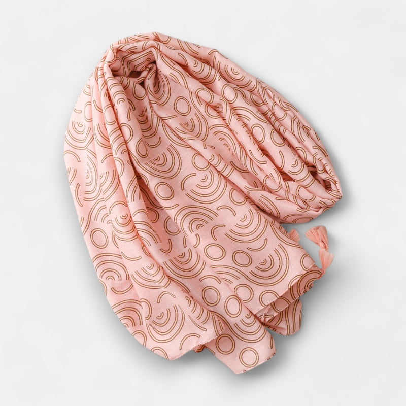 Ladies Brown & Pink Shape Print Scarf