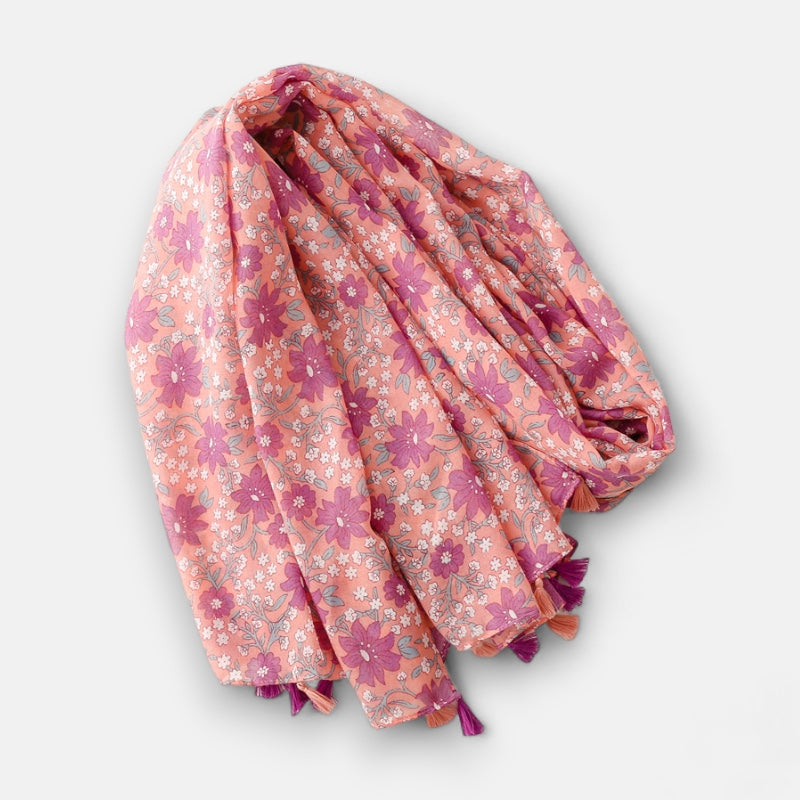 Ladies Purple Flowers Print Scarf